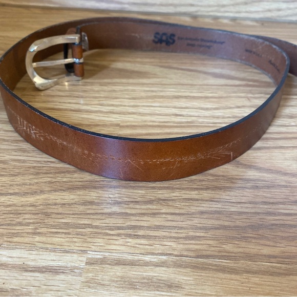 Vintage Light Brown Saddle Leather SAS Style 81633 Mens Belt Size 44 Made in USA - Picture 8 of 10